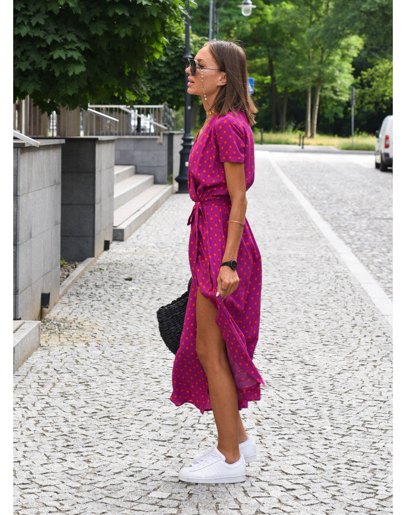 Freya | Bold Blossom Tie-Waist Midi Dress
