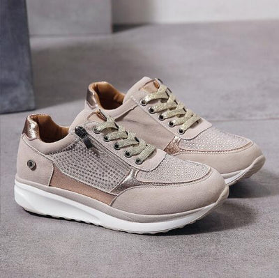 Skylar | Silver Glitter Zip-Up Sneakers