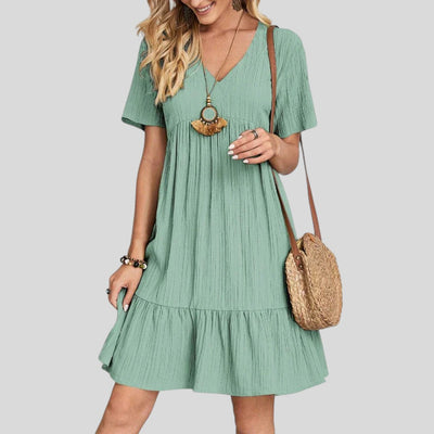 Audrey | Trendy Boho Ruffle Hem Dress