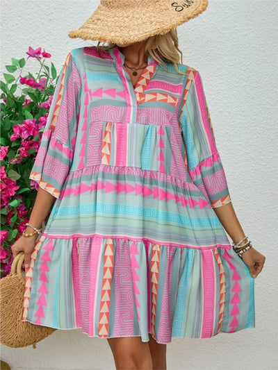 Aria | Sunset Geo Swing Dress