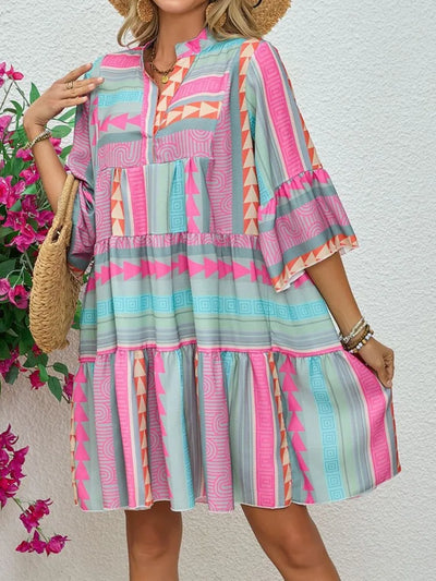Aria | Sunset Geo Swing Dress