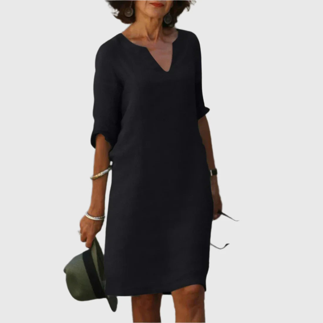 Diana | Teal Breeze V-Neck Shift Dress