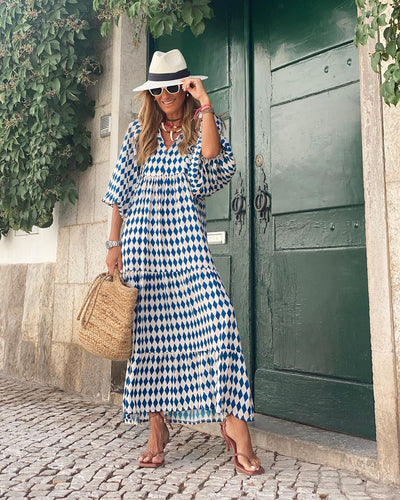 Phoebe | Green Rose-Print Balloon Sleeve Dress