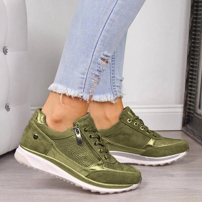 Skylar | Silver Glitter Zip-Up Sneakers