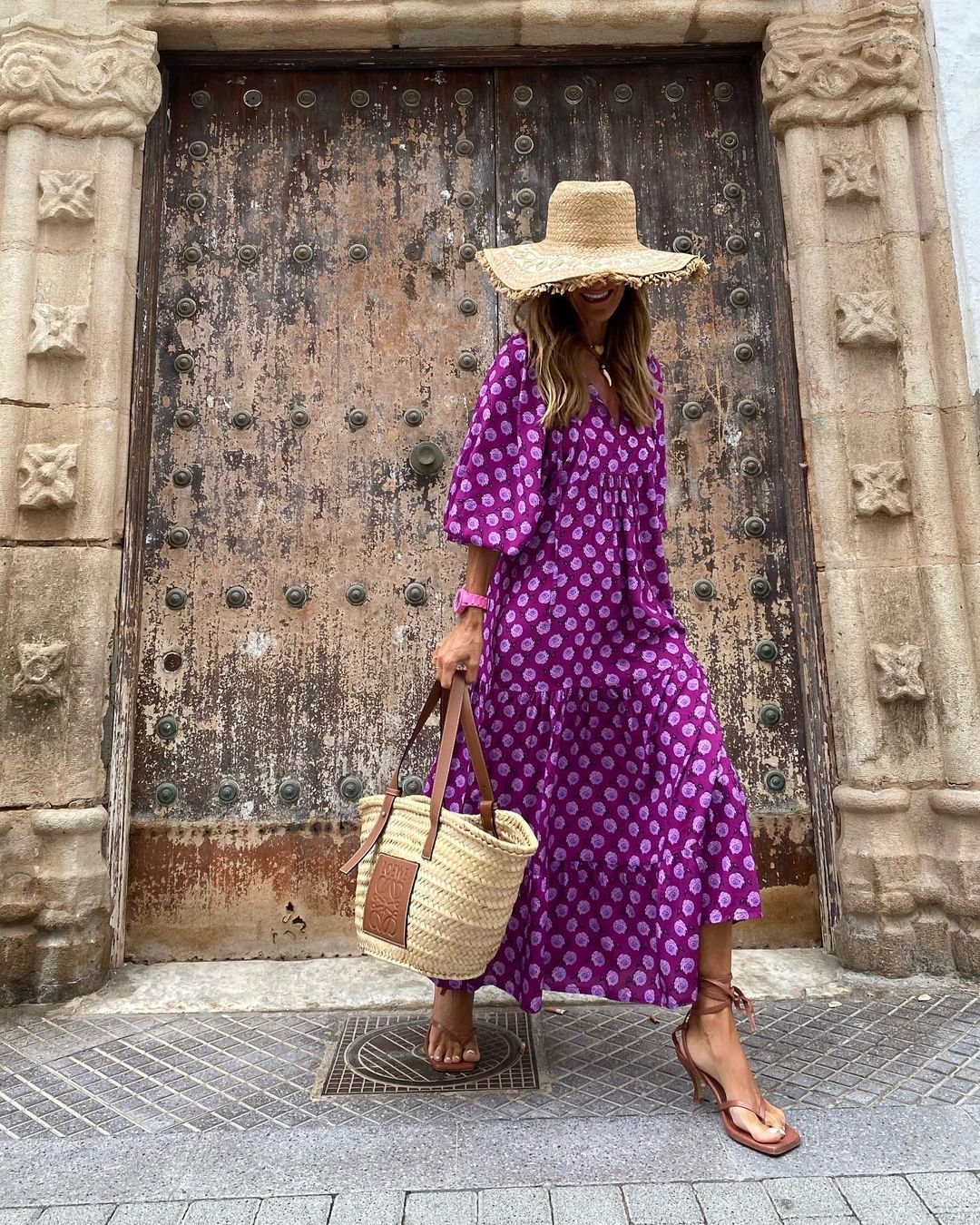 Phoebe | Green Rose-Print Balloon Sleeve Dress