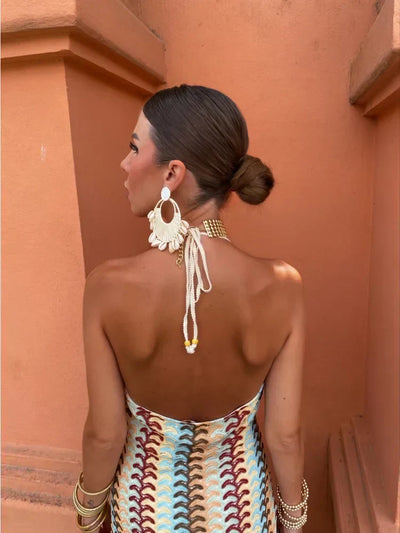 Carmen | Retro Wave Halter Maxi Dress