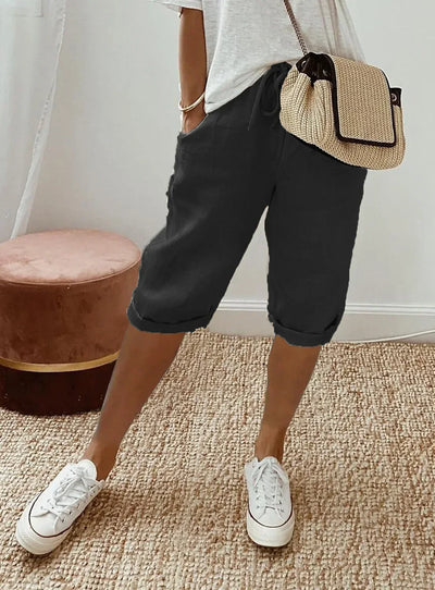 Isla | Relaxed Charcoal Drawstring Shorts
