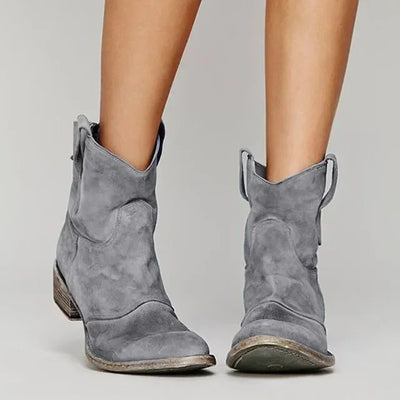 Raya | Suede-Look Western Ankle Boots