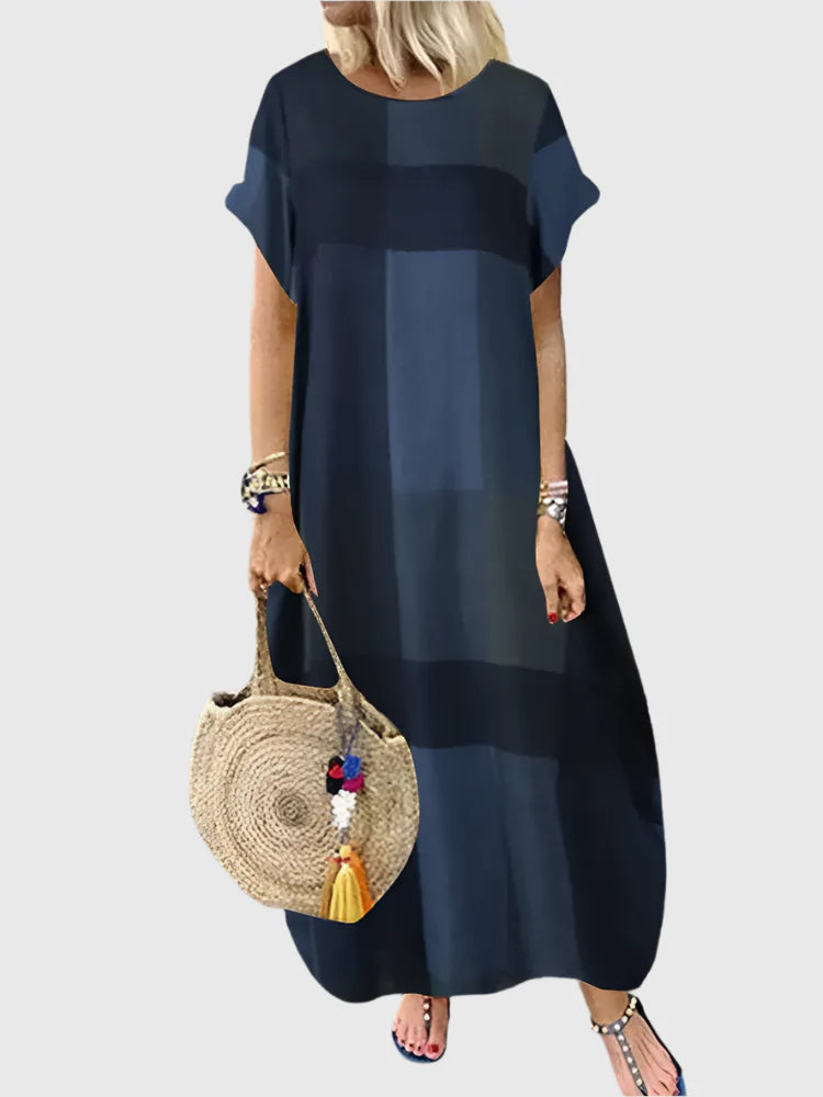 Marlowe | Navy Check Relaxed Maxi Dress