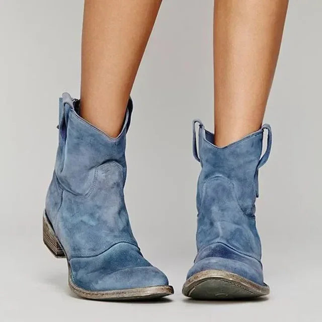 Raya | Suede-Look Western Ankle Boots