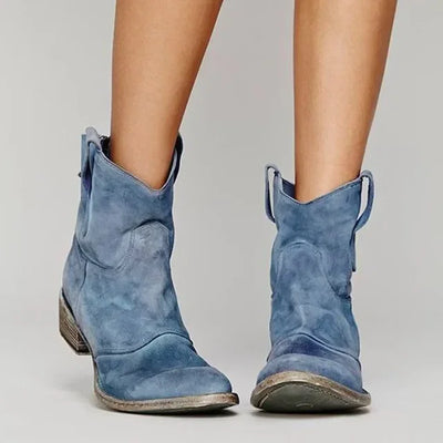 Raya | Suede-Look Western Ankle Boots