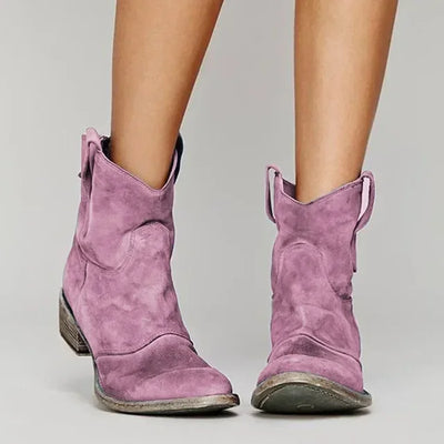 Raya | Suede-Look Western Ankle Boots