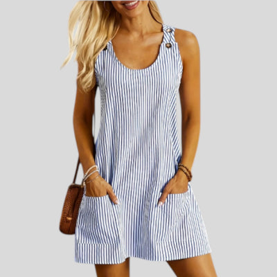 Felicia | Sleeveless Striped Pocket Dress