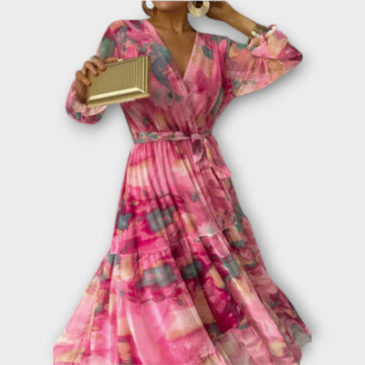 Evelyn | Watercolor Print Maxi Dress