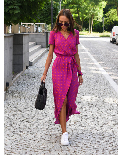 Freya | Bold Blossom Tie-Waist Midi Dress