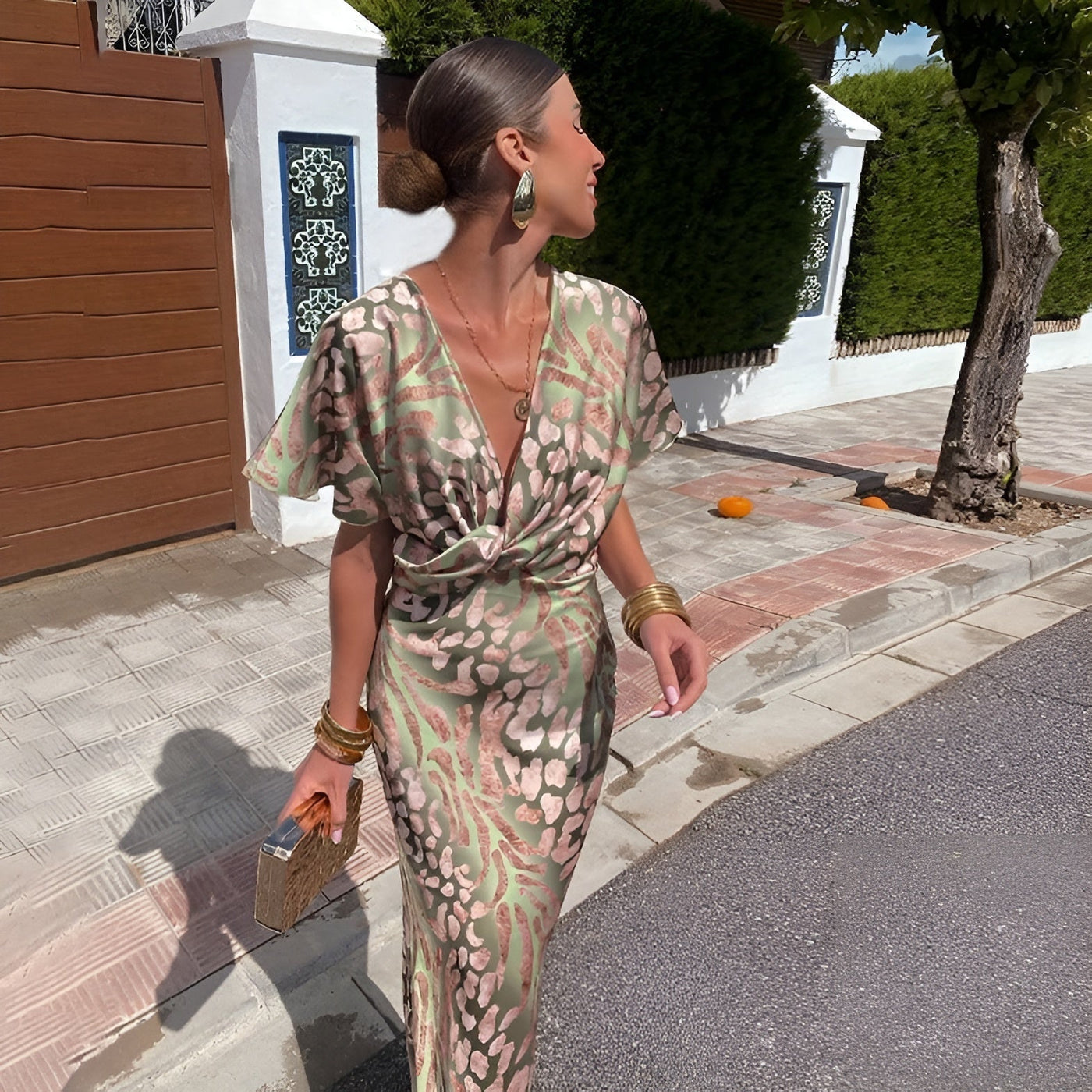 Alessia | Soft Satin Twist Midi Dress