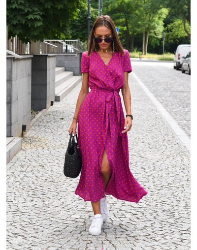 Freya | Bold Blossom Tie-Waist Midi Dress