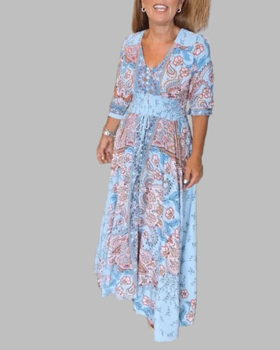 Lila | Bohemian Printed V-Neck Dress