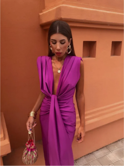 Elena | Deep Teal Draped Front Evening Dress