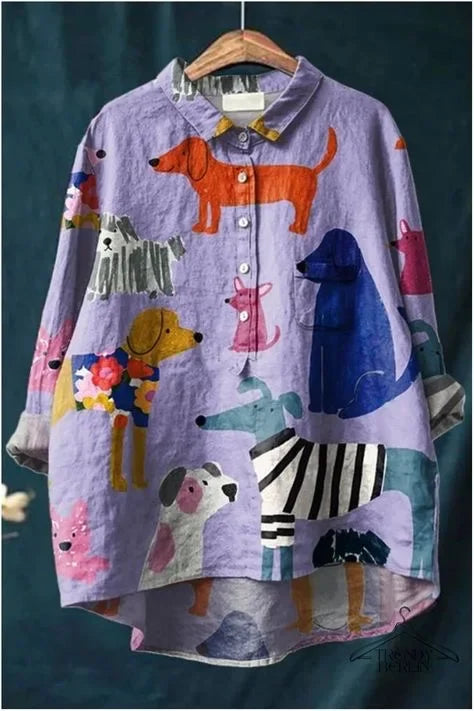 Lulu | Painted Pups Linen Shirt