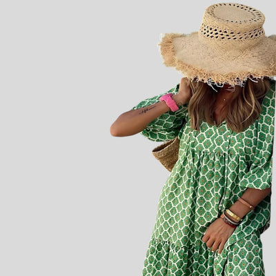 Cassandra | Geometric Print High-Low Dress