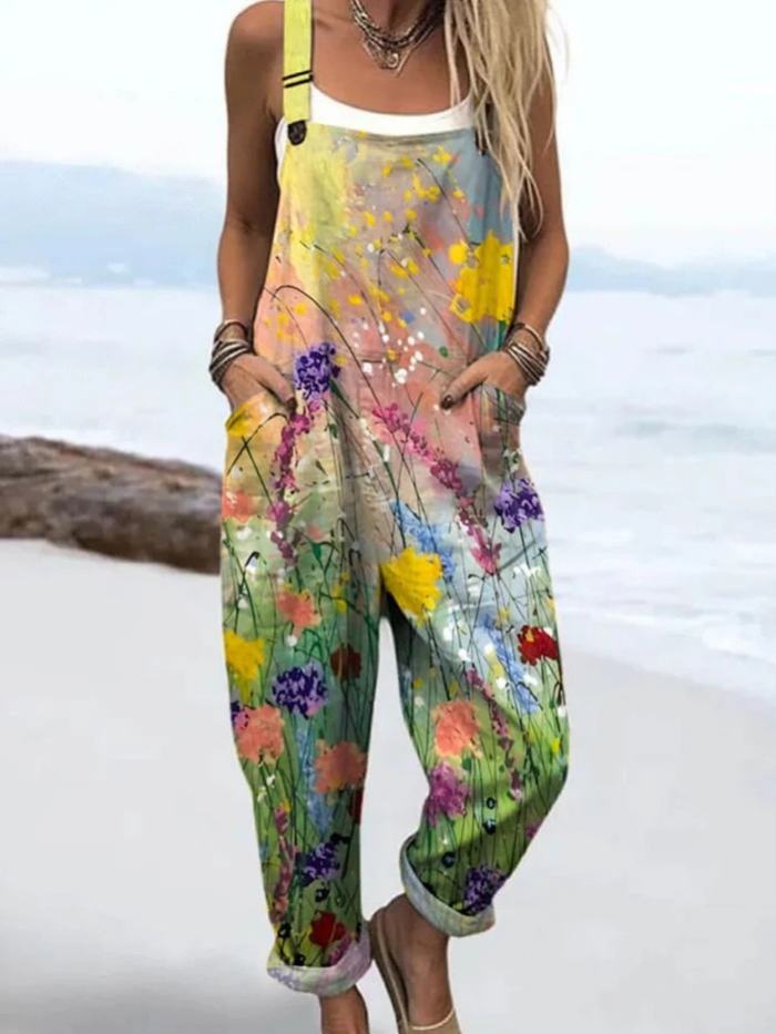 Meadow | Painted Wildflower Overalls