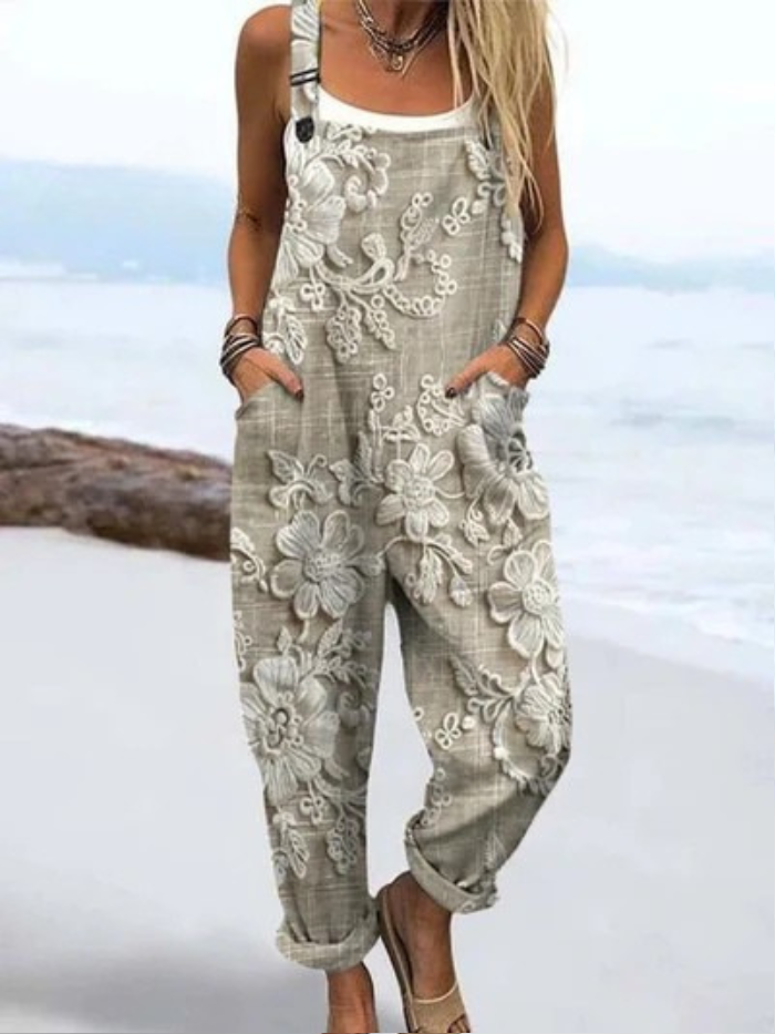 Luna | Soft Embroidered Floral Overalls
