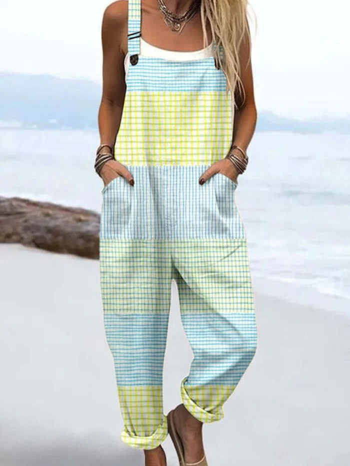 Esme | Pastel Checkered Patch Overalls