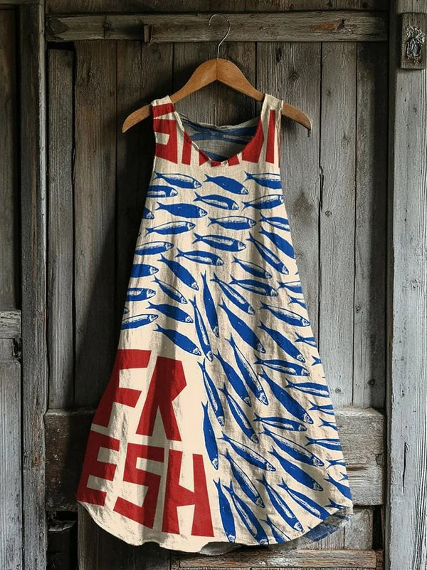 Suki | Linen Ocean Print Dress