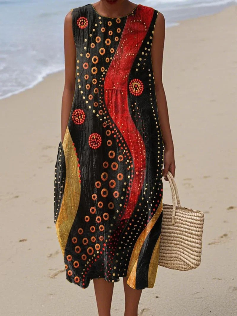 Noor | Tribal Spirit Sleeveless Midi Dress