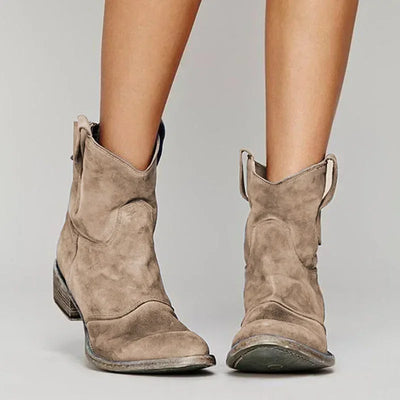 Raya | Suede-Look Western Ankle Boots
