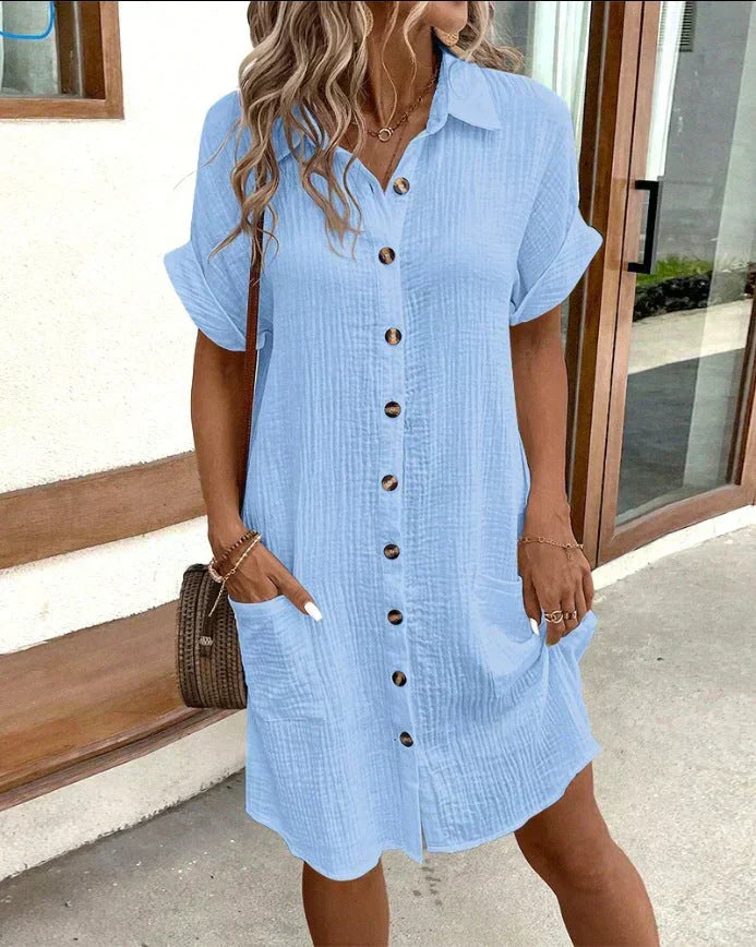 Lottie | Crisp White Button-Down Shirt Dress