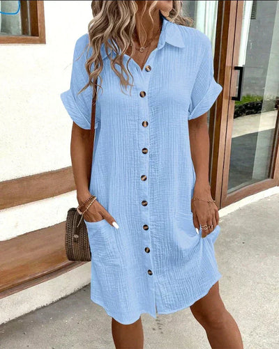 Lottie | Crisp White Button-Down Shirt Dress
