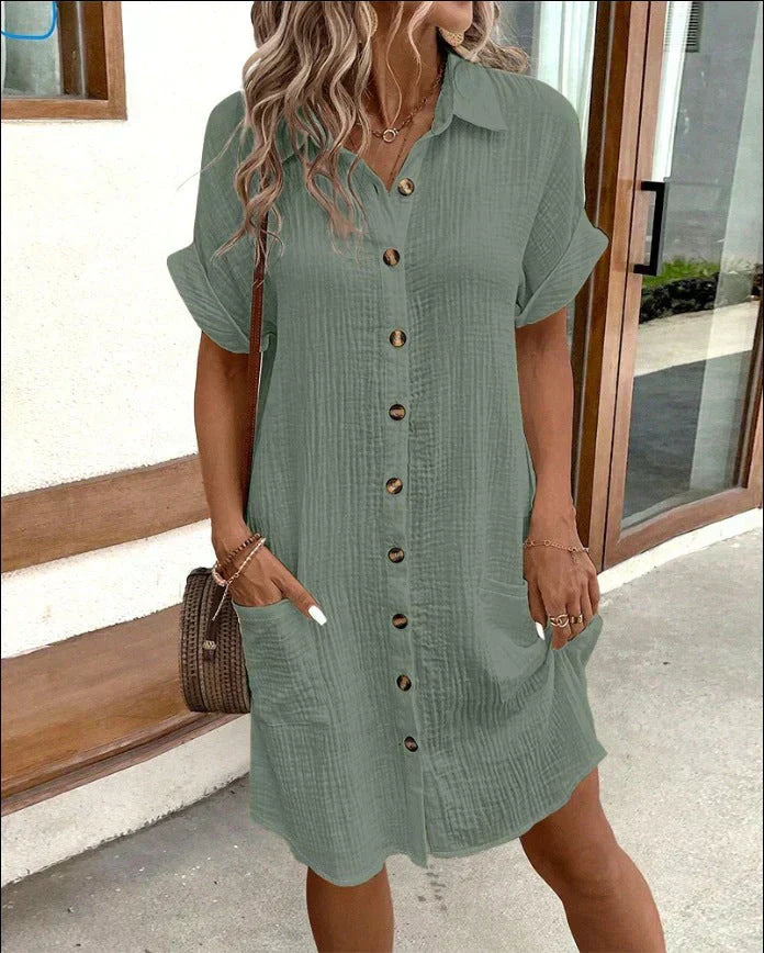 Lottie | Crisp White Button-Down Shirt Dress
