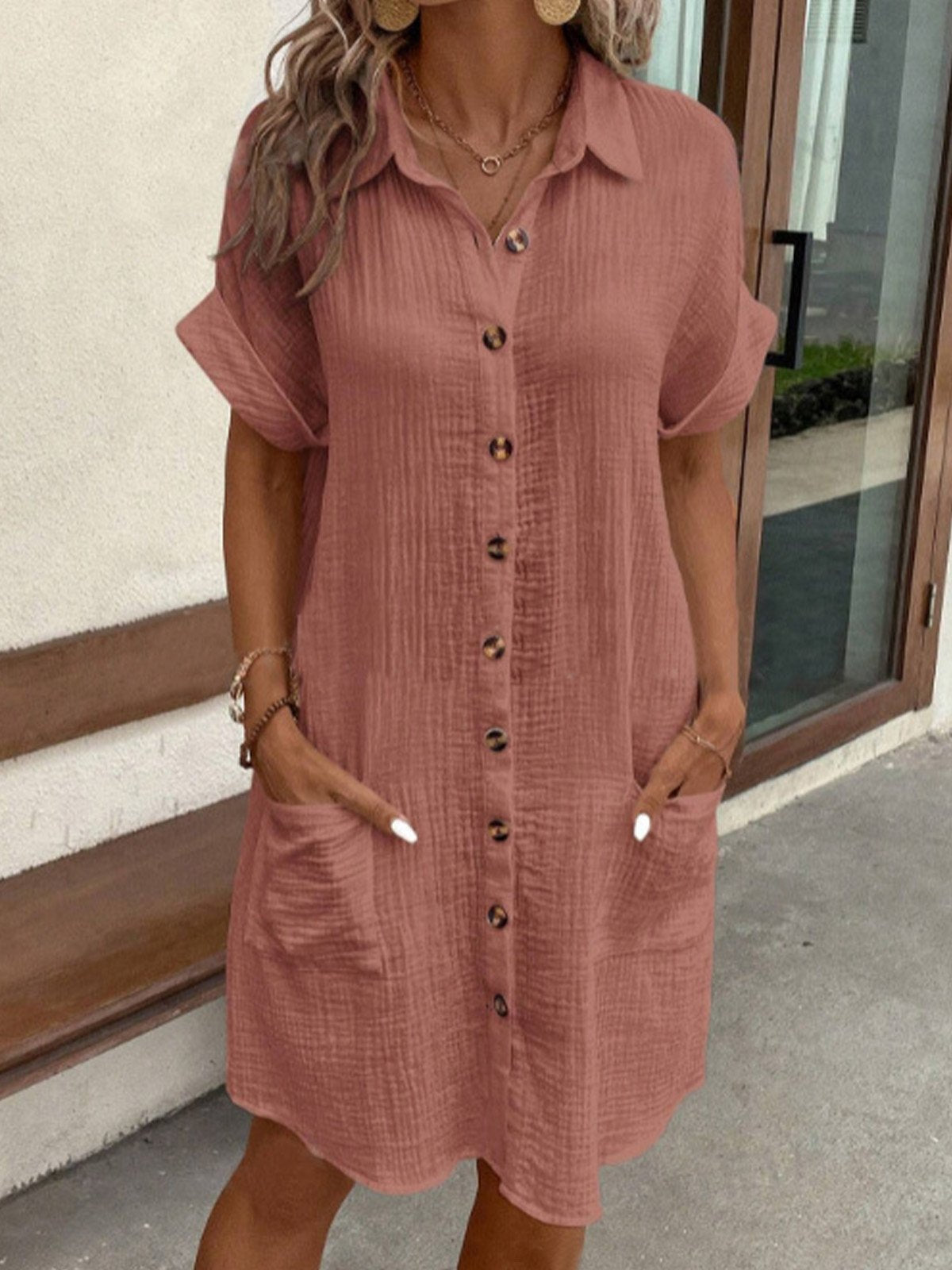 Lottie | Crisp White Button-Down Shirt Dress