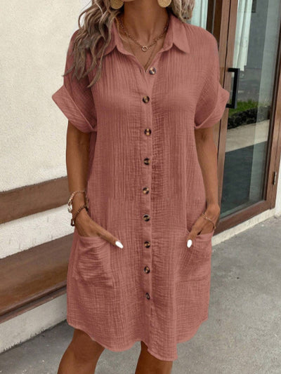 Lottie | Crisp White Button-Down Shirt Dress