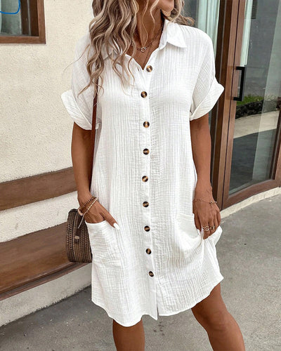 Lottie | Crisp White Button-Down Shirt Dress