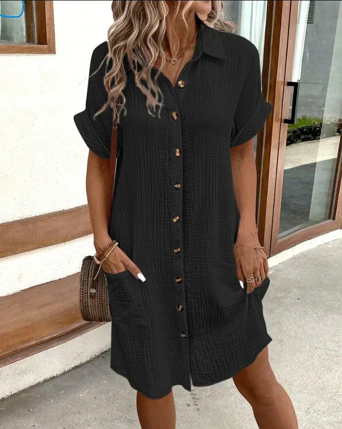Lottie | Crisp White Button-Down Shirt Dress