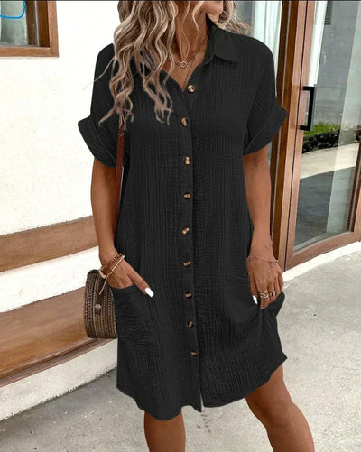 Lottie | Crisp White Button-Down Shirt Dress