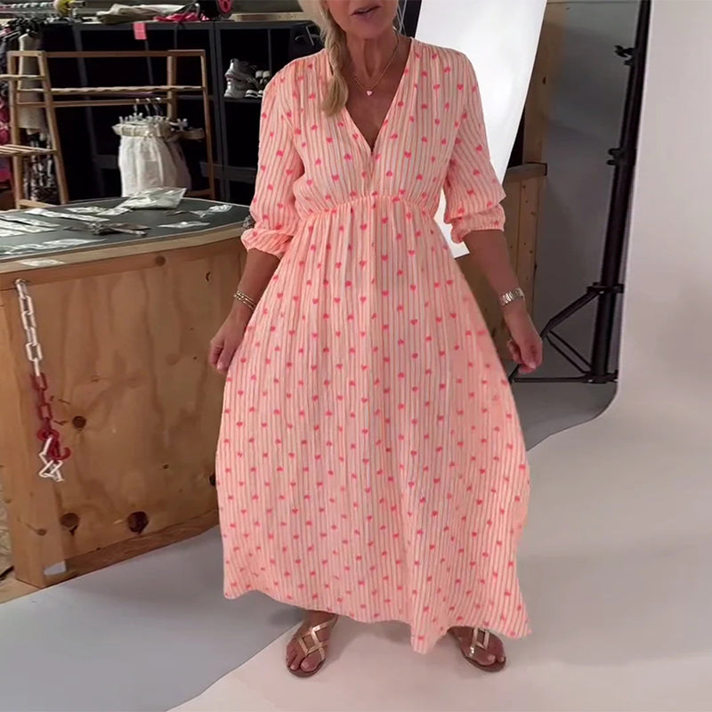 Ava | V-Neck Heart Print Dress