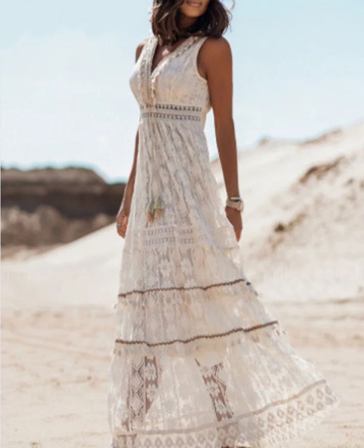 Amara | Boho Lace Desert Maxi Dress
