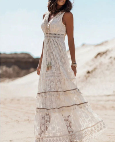 Amara | Boho Lace Desert Maxi Dress