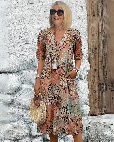 Verity | Boho Chic Printed V-Neck Blouse