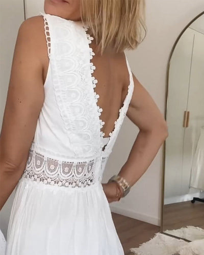 Eliza | Elegant White Lace Midi Dress