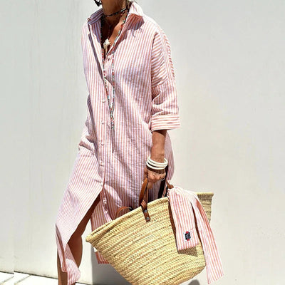Isla | Coastal Stripe Shirt Dress