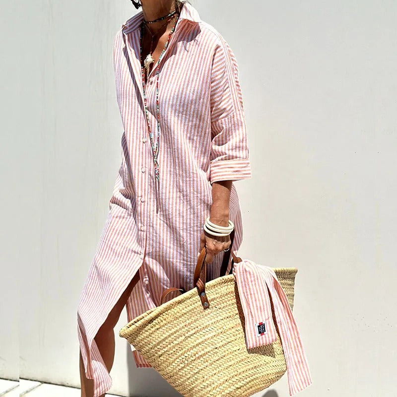 Isla | Coastal Stripe Shirt Dress