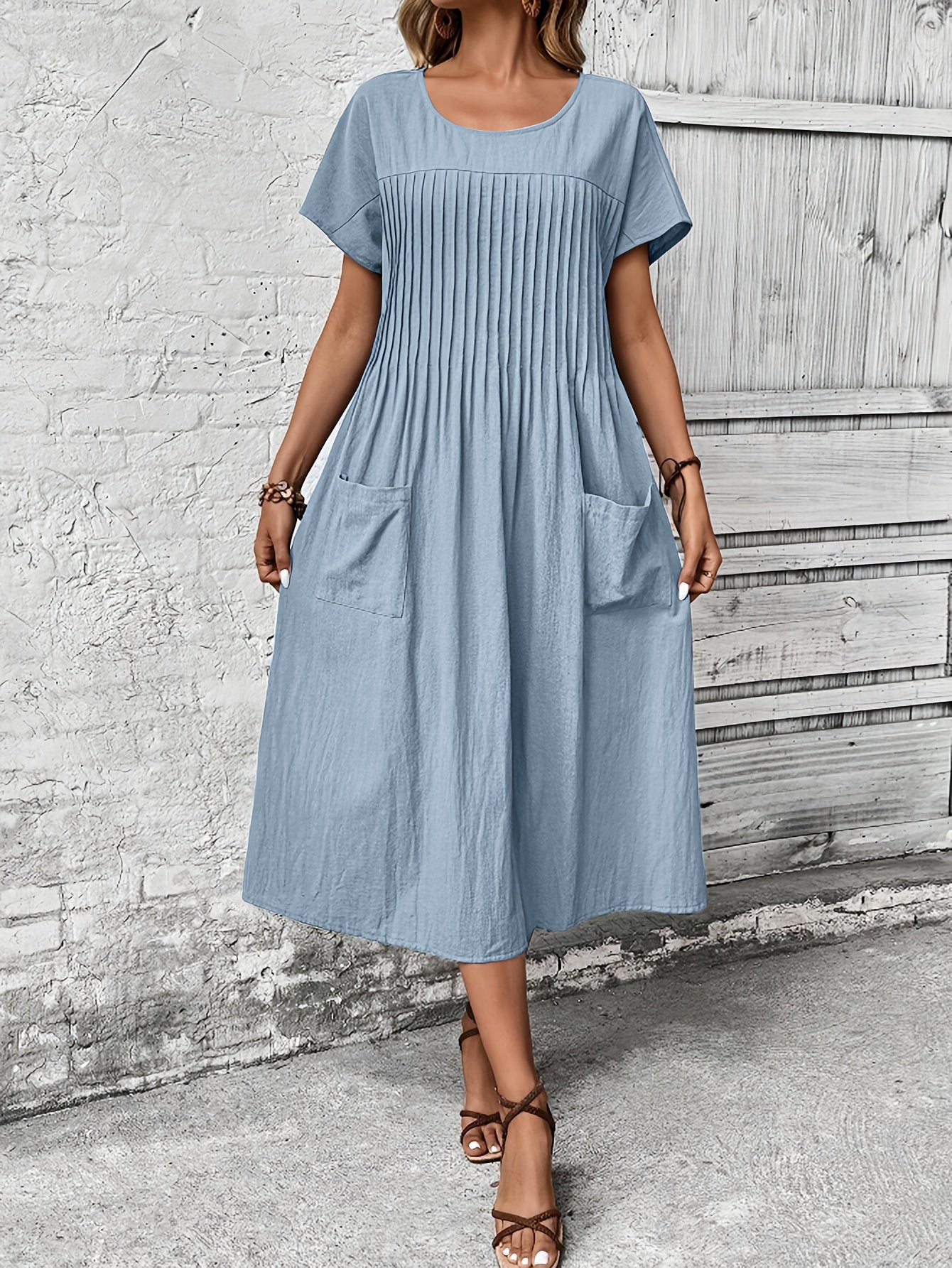 Skylar | Light Blue Batwing Midi Dress