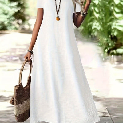 Isabelle | Elegant White Zipper Maxi Dress