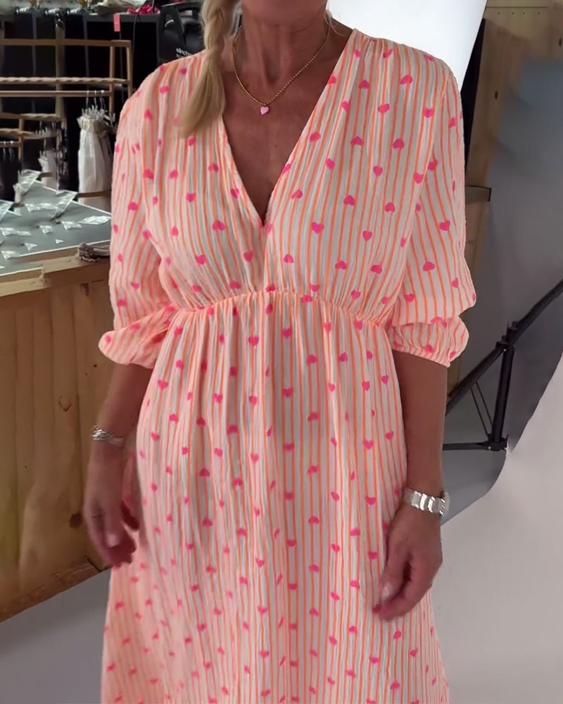 Ava | V-Neck Heart Print Dress