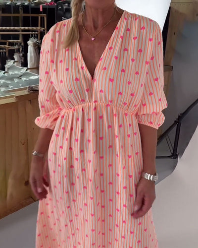 Ava | V-Neck Heart Print Dress